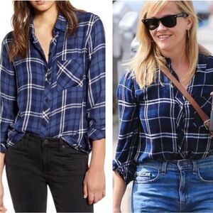 NWT Rails MILO MIDNIGHT MAGENTA
WITH FLORAL Embroidery Plaid Shirt S